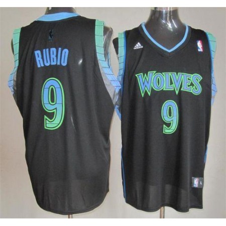 Timberwolves #9 Ricky Rubio Black Vibe Stitched NBA Jersey