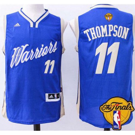 Warriors #11 Klay Thompson Blue 2015-2016 Christmas Day The Finals Patch Stitched NBA Jersey