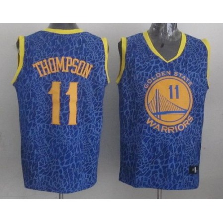 Warriors #11 Klay Thompson Blue Crazy Light Stitched NBA Jersey