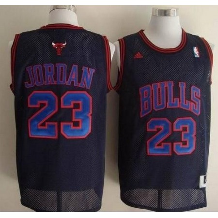 Bulls #23 Michael Jordan Black(Blue No.) Stitched NBA Jersey