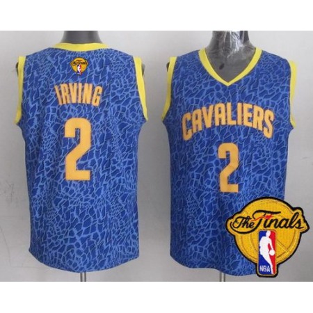 Cavaliers #2 Kyrie Irving Blue Crazy Light The Finals Patch Stitched NBA Jersey