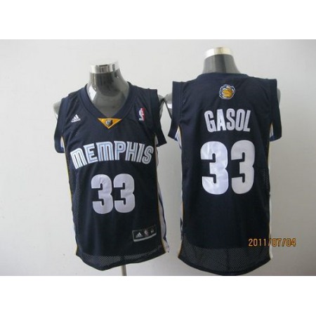 Grizzlies #33 Marc Gasol Revolution 30 Dark Blue Stitched NBA Jersey