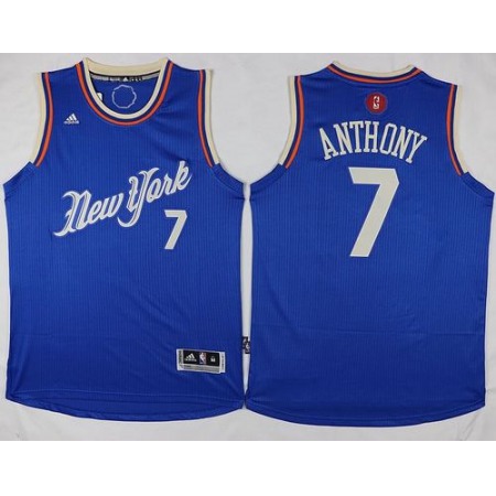 Knicks #7 Carmelo Anthony Blue 2015-2016 Christmas Day Stitched NBA Jersey