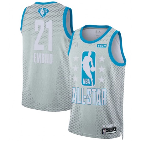 Men's 2022 All-Star #21 Joel Embiid Blue Eastern Conference Gray Eastern Conference Stitched Basketball Jersey