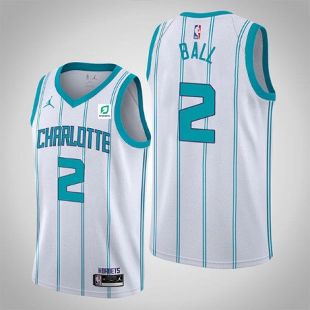 Men's Charlotte Hornets #2 LaMelo Ball Light Blue and White Stitched Jersey