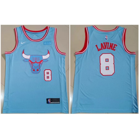 Men's Chicago Bulls #8 Zach LaVine Light Blue Stitched Basketball Jersey