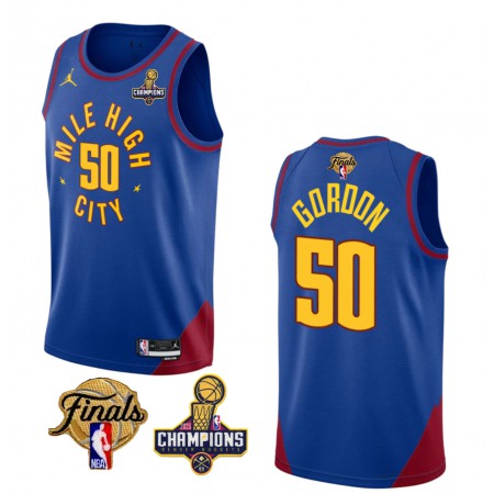 Men's Denver Nuggets #50 Aaron Gordon Blue 2023 Nuggets Champions Patch And Finals Patch Statemenr Edition Stitched Basketball Jersey