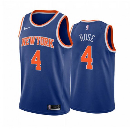 Men's New York Knicks #4 Derrick Rose Blue Stitched Jersey