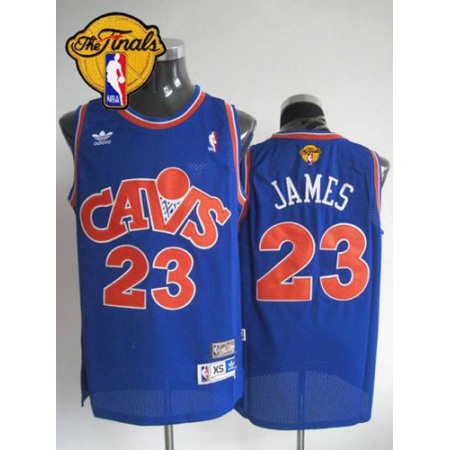 Mitchell and Ness Cavaliers #23 LeBron James Blue CAVS The Finals Patch Stitched NBA Jersey