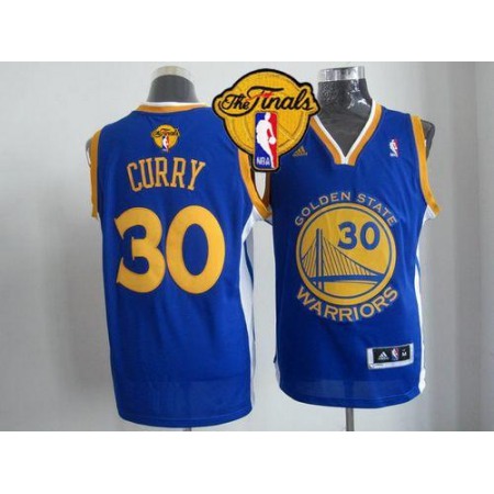 Revolution 30 Warriors #30 Stephen Curry Blue The Finals Patch Stitched NBA Jersey