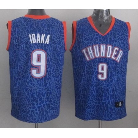 Thunder #9 Serge Ibaka Blue Crazy Light Stitched NBA Jersey