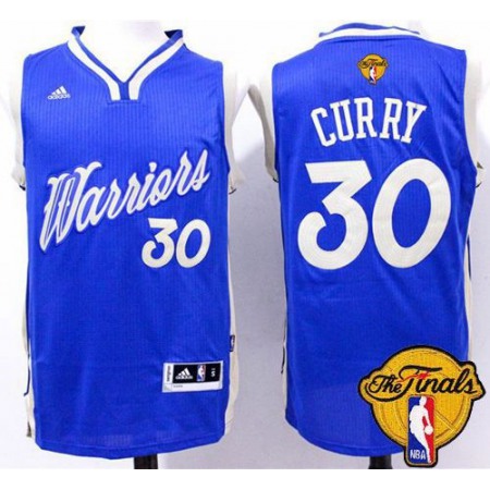 Warriors #30 Stephen Curry Blue 2015-2016 Christmas Day The Finals Patch Stitched NBA Jersey