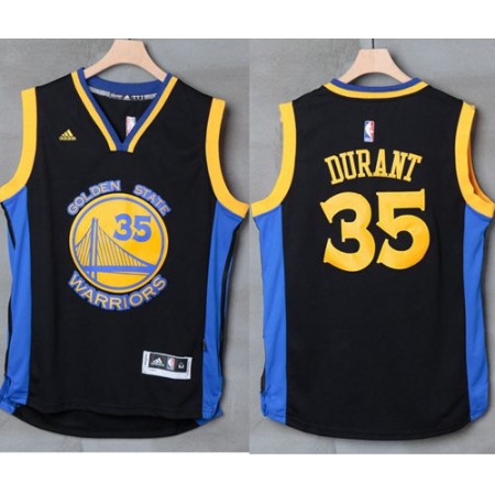 Warriors #35 Kevin Durant Black/Blue Stitched NBA Jersey