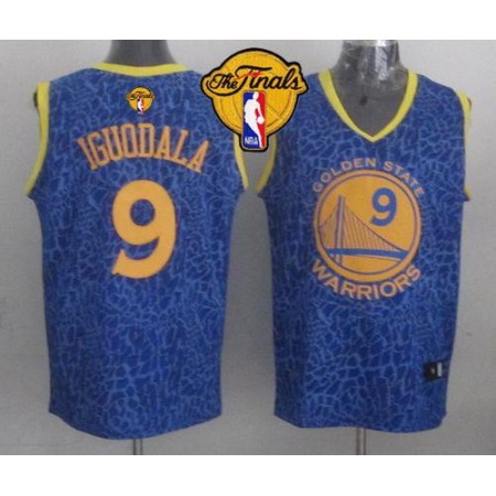 Warriors #9 Andre Iguodala Blue Crazy Light The Finals Patch Stitched NBA Jersey