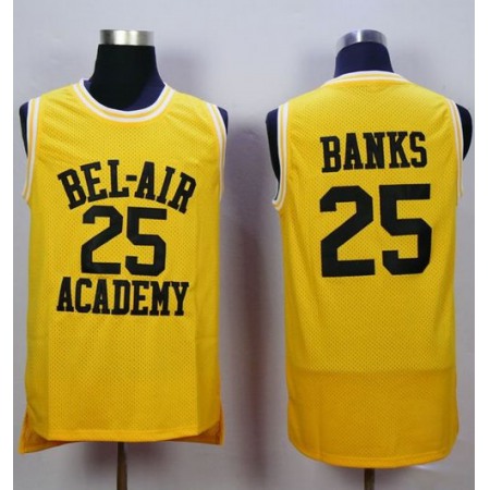 Bel-Air Academy #25 Banks Gold Stitched Basketball Jersey