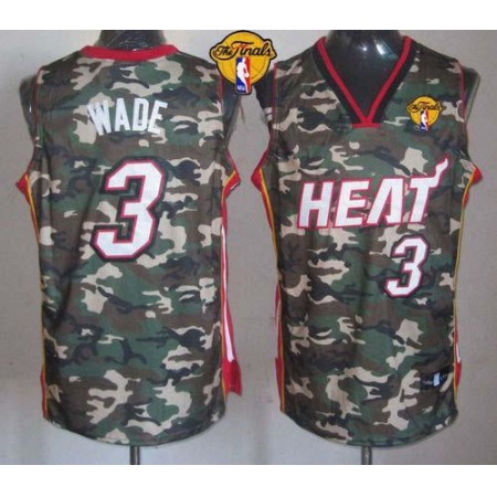 Heat #3 Dwyane Wade Camo Stealth Collection Finals Patch Stitched NBA Jersey