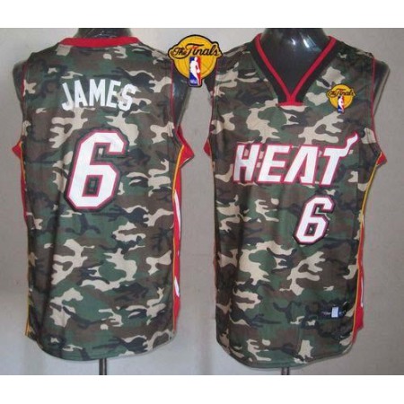 Heat #6 LeBron James Camo Stealth Collection Finals Patch Stitched NBA Jersey