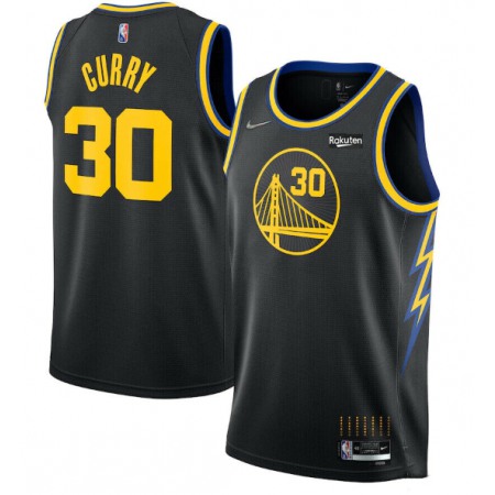 Men's Golden State Warriors #30 Stephen Curry 75th Anniversary Black Stitched Basketball Jersey