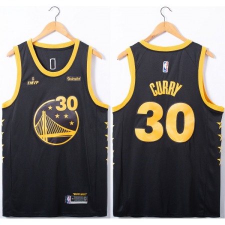 Men's Golden State Warriors #30 Stephen Curry Black FMVP Stitched Jersey