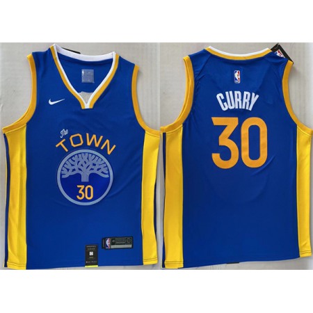 Men's Golden State Warriors #30 Stephen Curry Royal Stitched Jersey