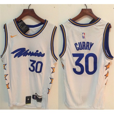 Men's Golden State Warriors #30 Stephen Curry White Stitched Jersey