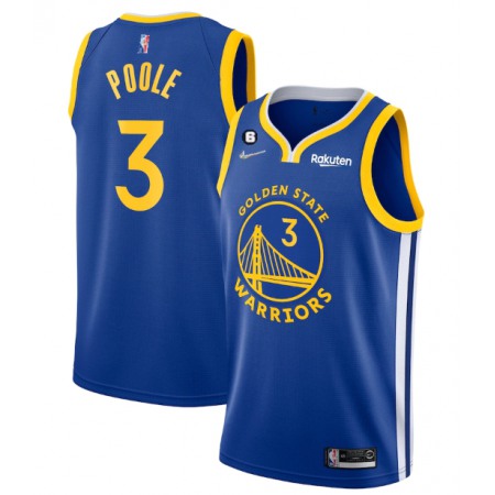 Men's Golden State Warriors #3 Jordan Poole Royal With No.6 Patch Stitched Jersey