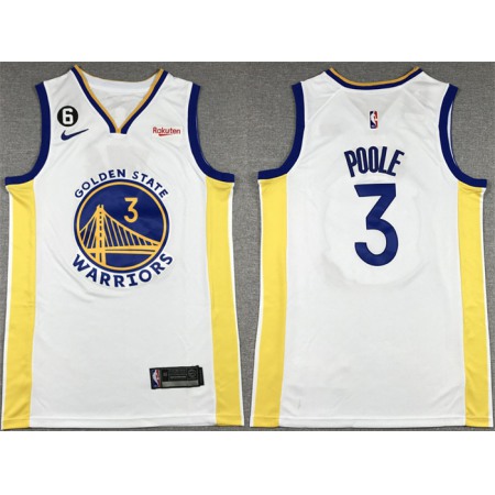 Men's Golden State Warriors #3 Jordan Poole White With No.6 Patch Stitched Jersey