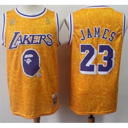 Men's Los Angeles Lakers #23 LeBron James Gold Stitched NBA Jersey