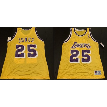 Men's Los Angeles Lakers #25 Eddie Jones Gold Stitched Jersey