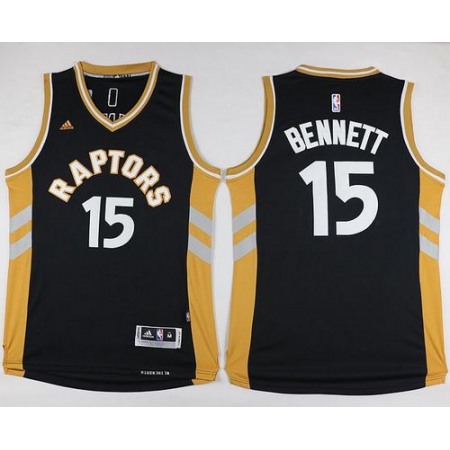 Raptors #15 Anthony Bennett Black/Gold Stitched NBA Jersey