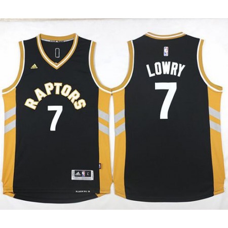 Raptors #7 Kyle Lowry Black/Gold Stitched NBA Jersey