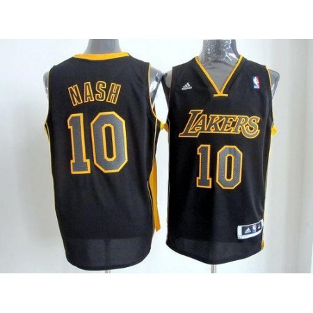 Revolution 30 Lakers #10 Steve Nash Black(Gold NO.) Stitched NBA Jersey