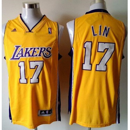 Revolution 30 Lakers #17 Jeremy Lin Gold Home Stitched NBA Jersey