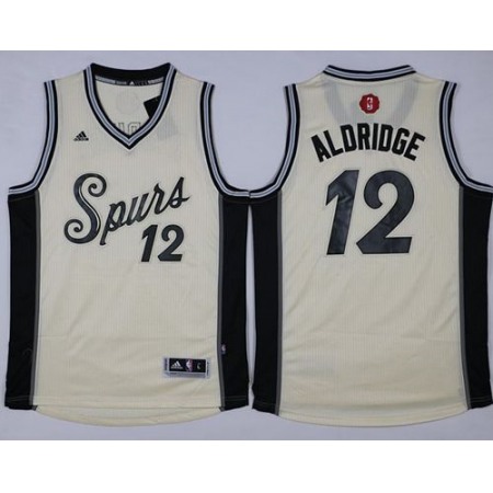 Spurs #12 LaMarcus Aldridge Cream 2015-2016 Christmas Day Stitched NBA Jersey