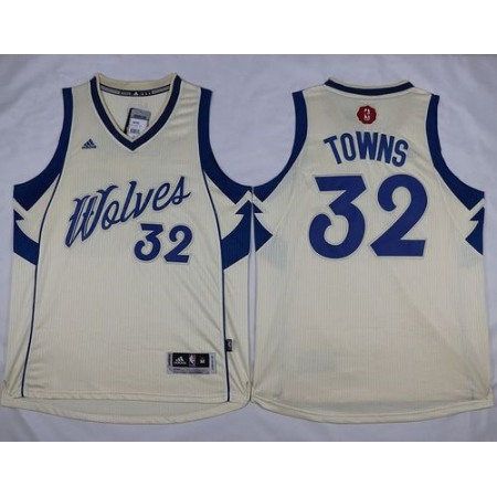 Timberwolves #32 Karl-Anthony Towns Cream 2015-2016 Christmas Day Stitched NBA Jersey