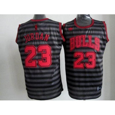 Bulls #23 Michael Jordan Black/Grey Groove Stitched NBA Jersey