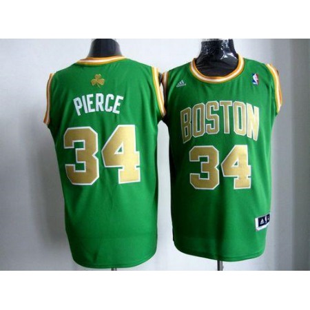 Celtics #34 Paul Pierce Stitched Green Gold Number NBA Jersey