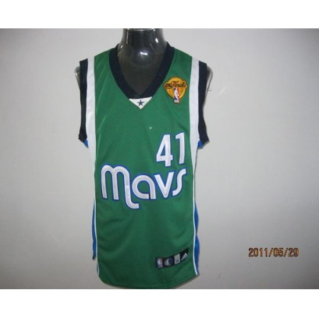 Mavericks 2011 Finals Patch #41 Dirk Nowitzki Green Stitched NBA Jersey