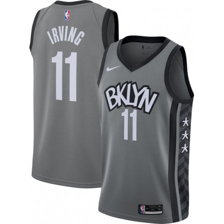 Men's Brooklyn Nets #11 Kyrie Irving Grey 2019 Stitched NBA Jersey