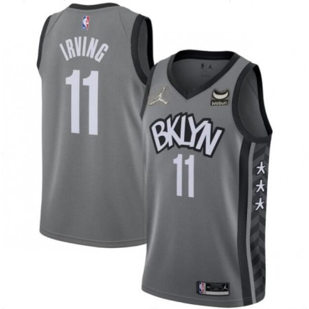 Men's Brooklyn Nets #11 Kyrie Irving Grey 75th Anniversary With Webull Patch Stitched Jersey