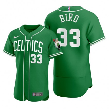 Men's Boston Celtics #33 Larry Bird 2020 Green NBA X MLB Crossover Edition Stitched Jersey