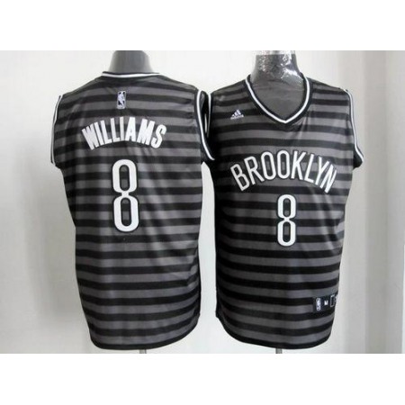 Nets #8 Deron Williams Black/Grey Groove Stitched NBA Jersey