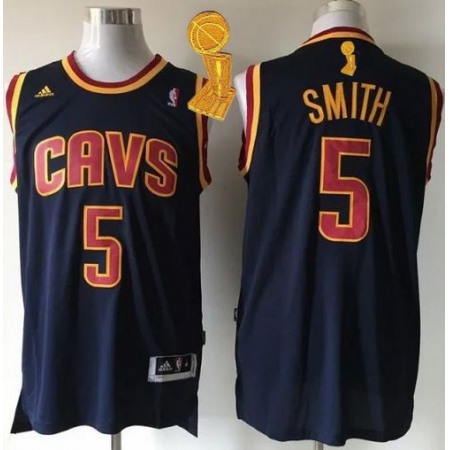 Revolution 30 Cavaliers #5 J.R. Smith Navy Blue CavFanatic The Champions Patch Stitched NBA Jersey