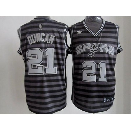 Spurs #21 Tim Duncan Black/Grey Groove Stitched NBA Jersey