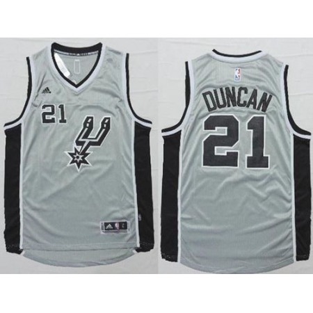 Spurs #21 Tim Duncan Grey Alternate Stitched NBA Jersey