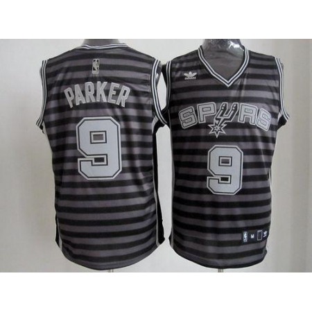 Spurs #9 Tony Parker Black/Grey Groove Stitched NBA Jersey