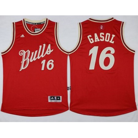 Bulls #16 Pau Gasol Red 2015-2016 Christmas Day Stitched NBA Jersey