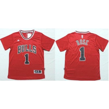 Bulls #1 Derrick Rose Red Short Sleeve Stitched NBA Jersey