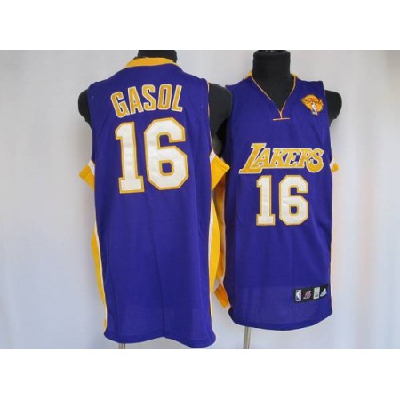 Lakers #16 Pau Gasol Stitched Purple Final Patch NBA Jersey