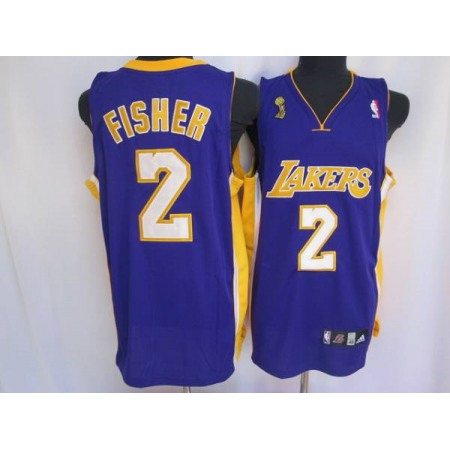 Lakers #2 Derek Fisher Stitched Purple Champion Patch NBA Jersey